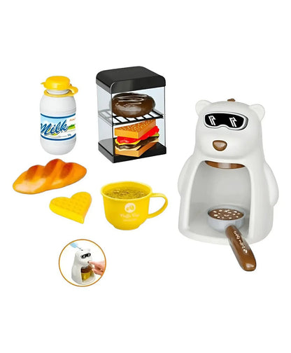 Five Star Bear Coffee Machine Playset – Kids Pretend Play Coffee Maker Set with Breakfast Accessories (3+)