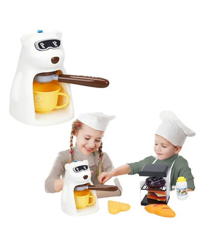 Five Star Bear Coffee Machine Playset – Kids Pretend Play Coffee Maker Set with Breakfast Accessories (3+)