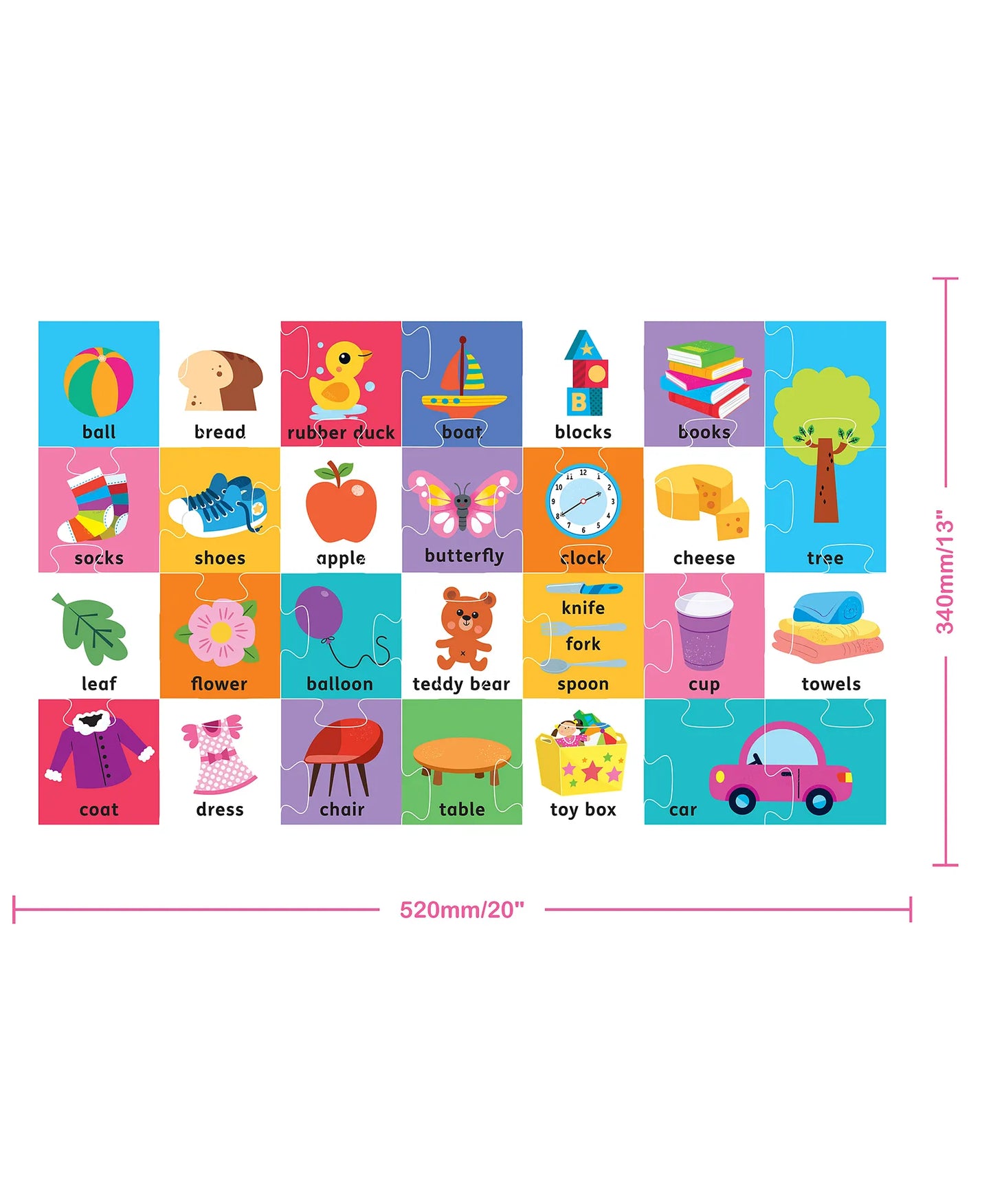 Hinkler Building Blocks Floor Puzzle First Words | 28-Piece Educational Word Matching Jigsaw Puzzle with 16-Page Activity Book & Poster | Learning Puzzle for Kids Ages 3+