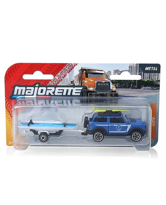Majorette 1:64 Ford Bronco with Boat & Trailer – Die-Cast Off-Road Adventure Vehicle Set