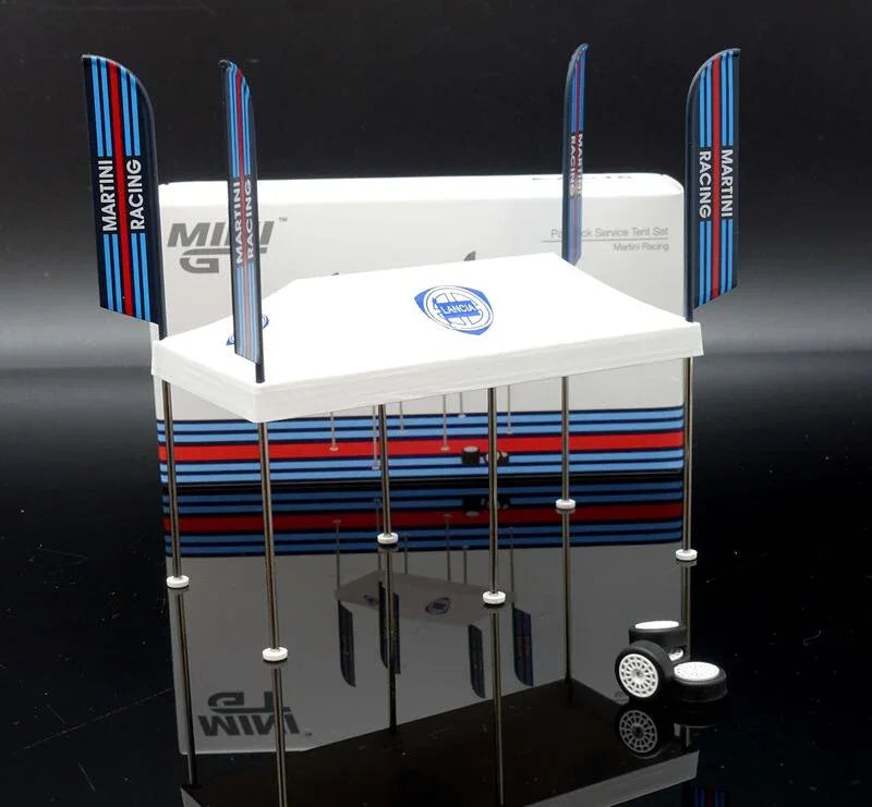 Mini GT 1:64 Paddock Service Tent Set Martini Racing AC16 - Jaiman Toys