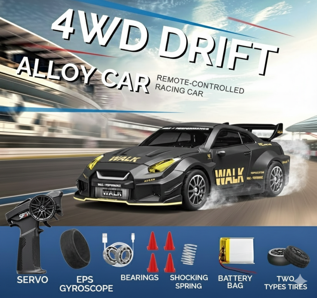 Hstar 1:43 RC Drift Car 2.4GHz 4WD Alloy 20 km/h High-Speed RC Racing Car with Gyro