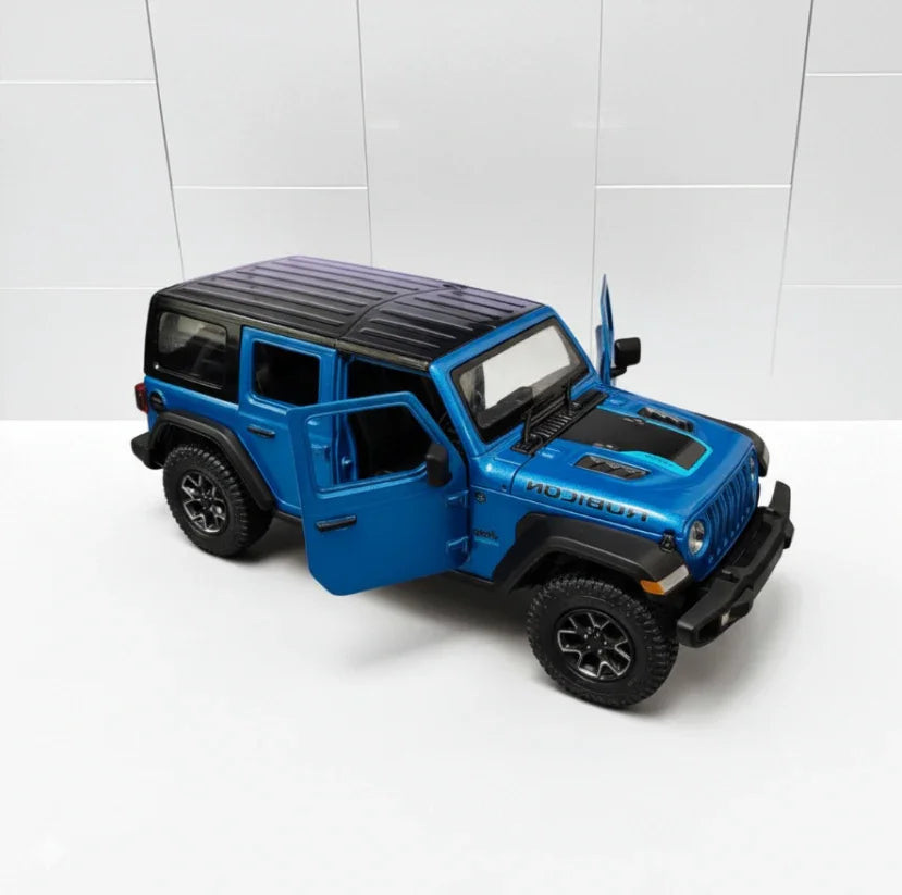 Rastar 1:24 Jeep Wrangler Rubicon 4xe Die-Cast Model – Blue | Openable Doors (64610) - Jaiman Toys