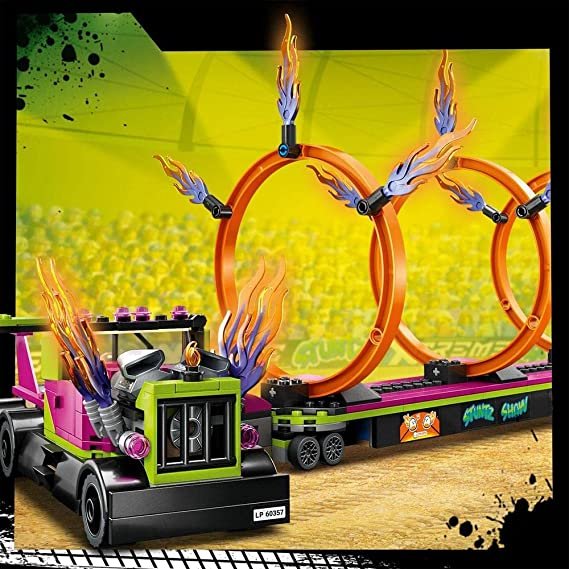 LEGO 60357 Stunt Truck &amp; Ring of Fire Challenge Building Toy Set (479 Pieces)