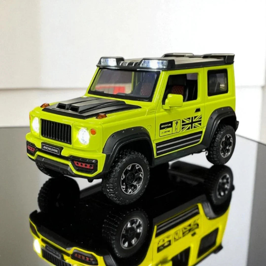 Joy Junction 1:24 Suzuki Jimny Off-Road Diecast Model – Lime Green | Openable Doors, Pull-Back Action, Lights & Sound (JJ269) - Jaiman Toys