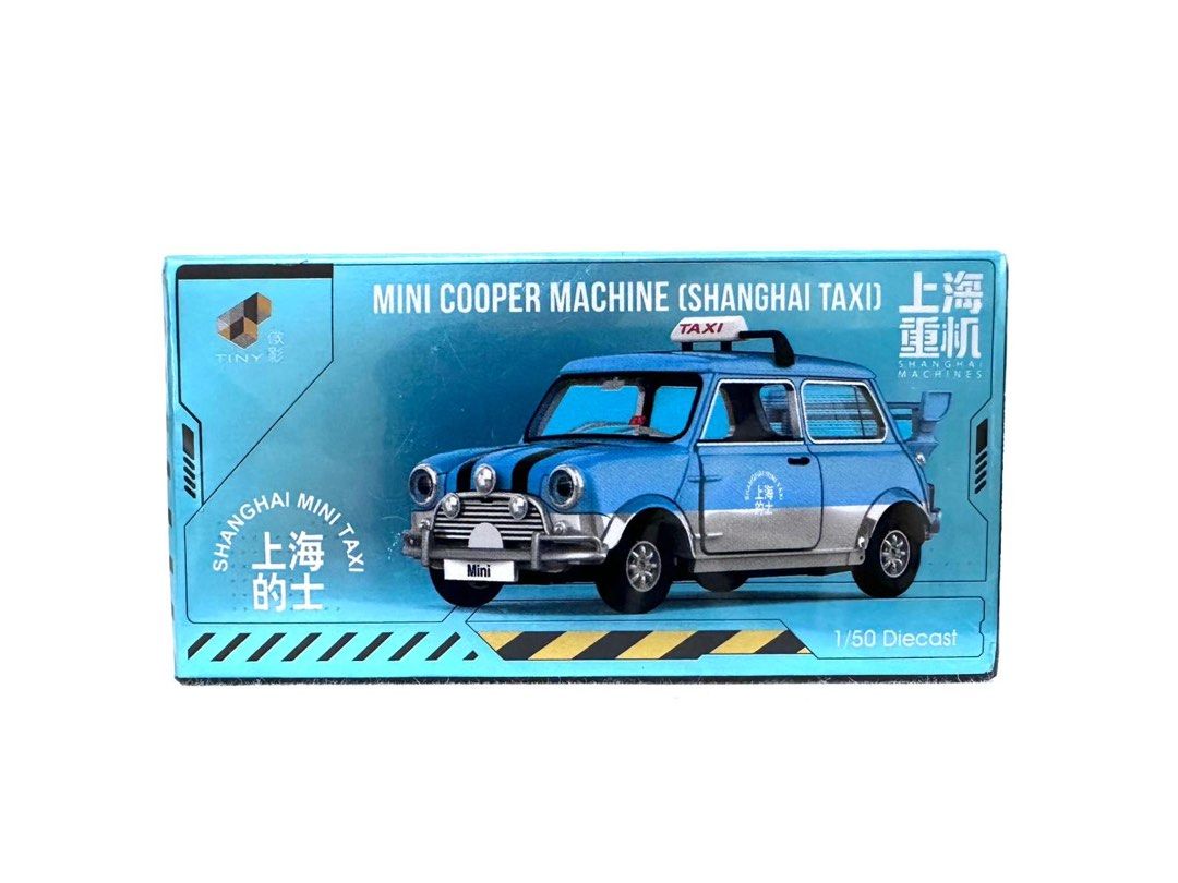 Tiny City 1:50 Mini Cooper Machine Shanghai Taxi Die-Cast Model Car | Classic Shanghai Taxi Collectible with Display Box