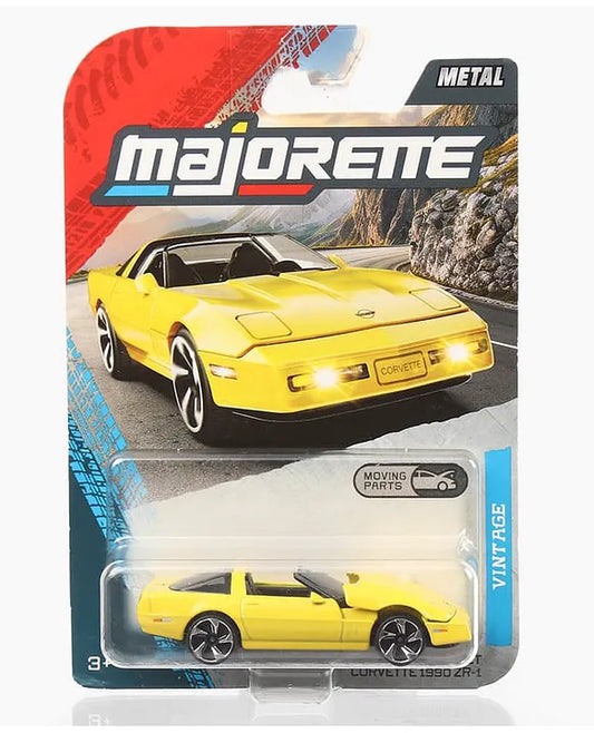 Majorette Chevrolet Corvette 1990 ZR-1 Premium Die-Cast Free-Wheel Collectible Model Car with Opening Parts for Kids & Car Collectors – Yellow