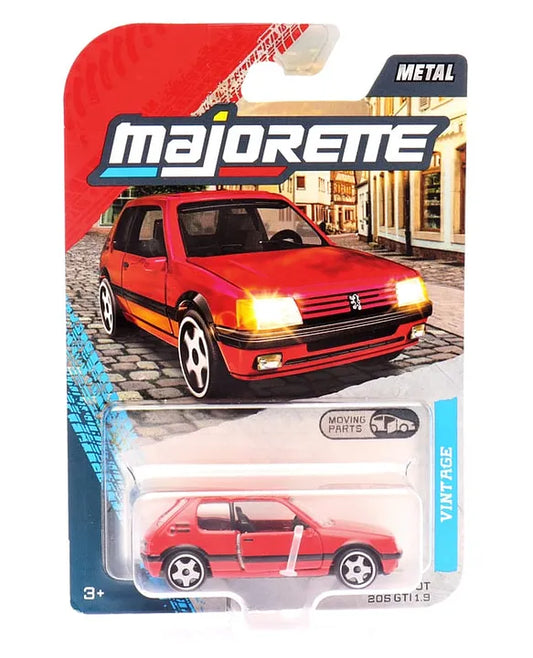 Majorette Peugeot 205 GTI 1.9 Vintage Premium Die-Cast Metal Free-Wheel Collectible Model Car with Opening Parts for Kids and Car Collectors Ages 3+ – Red