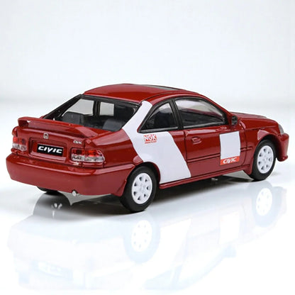 PARA64 1:64 1999 Honda Civic Si EM1 – Kanjo Livery Red with White Stripes | Premium Diecast Model Car