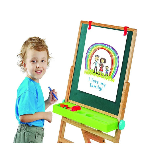 Giggles- My First Easel ,4 in 1 Double Sided Wooden Easel Board , Multicolour - Jaiman Toys