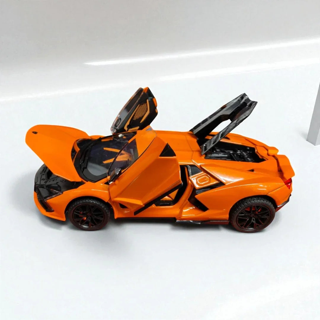 JOY JUNCTION 1:24 Lamborghini Diecast Car Model -Orange with openable door, pull back action light and sound (JJ263) - Jaiman Toys