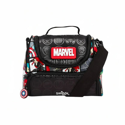 Smiggle Marvel Double Decker Lunch Bag – Insulated, BPA-Free, 2 Compartments, Silicone Marvel Logo