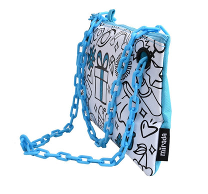 Mirada Colour Me Pretty Funky Purse DIY Craft Kit for Kids | Color Your Own Handbag Set with 5 Permanent Fabric Markers & Chain Strap