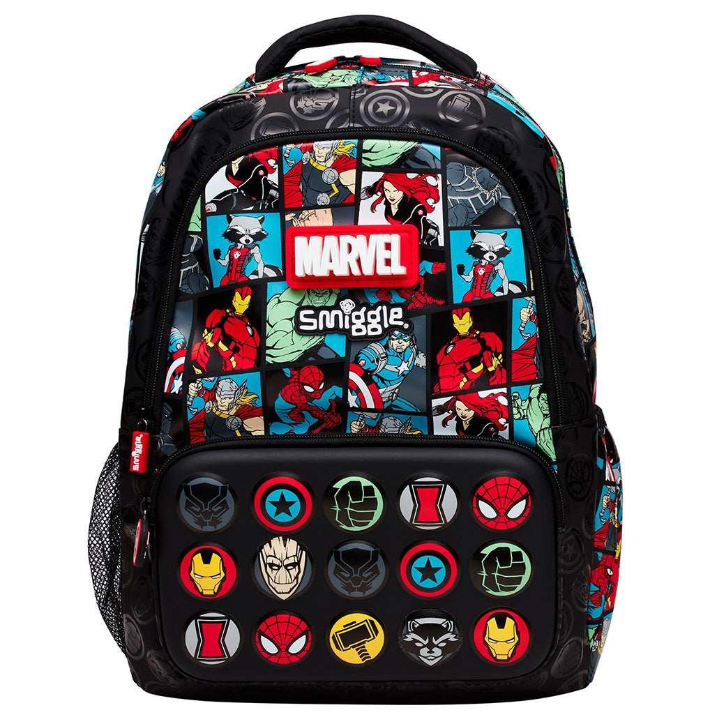 Smiggle School Bag : Marvel Avengers Colorful & Stylish 16 Inch Backpack for Kids - Jaiman Toys