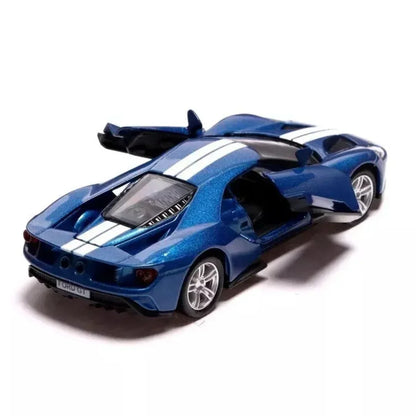 RMZ City Ford GT 1:36 Die-Cast Sports Car | Pull Back & Go | Openable Doors | Blue / Grey Variants