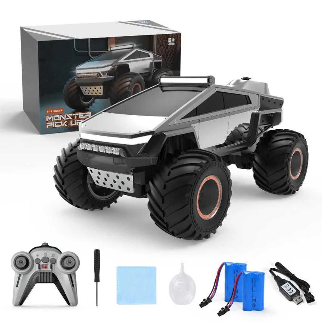 JRC 1:14 Q202 Alloy Cyberpunk RC Pickup – Off-Road Remote Control Car | LED Glowing Dynamics | Big Foot Monster Truck