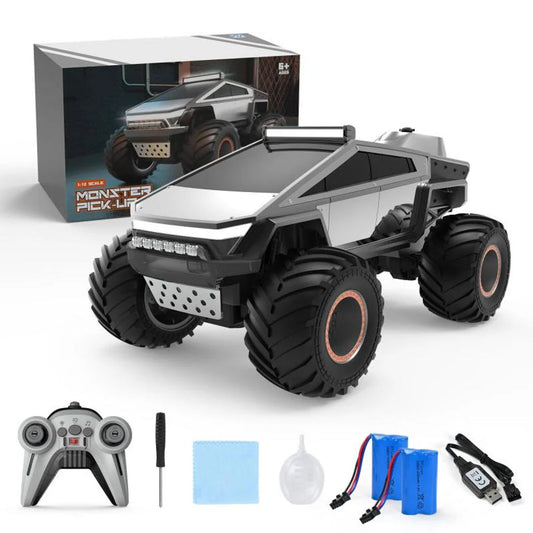 JRC 1:14 Q202 Alloy Cyberpunk RC Pickup – Off-Road Remote Control Car | LED Glowing Dynamics | Big Foot Monster Truck