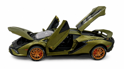 Joy Junction Lamborghini Sian FKP 63 1:24 Scale Die-Cast Model Car with Display Case – Premium Metal Hypercar Collectible (Olive Green)