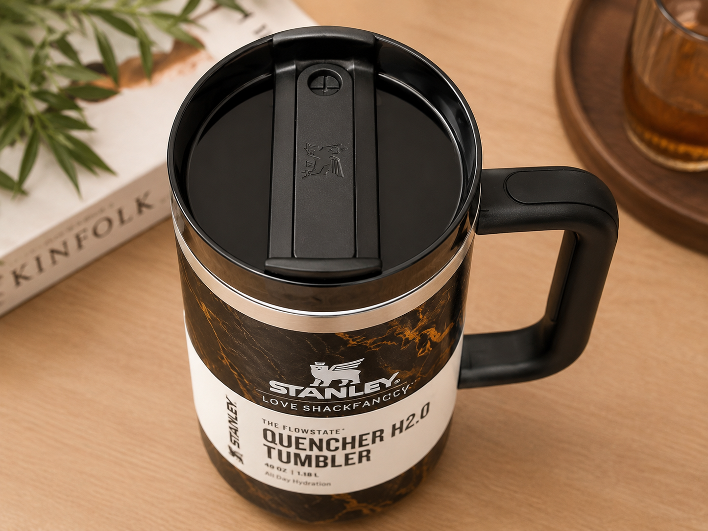 STANLEY Quencher H2.0 FlowState Tumbler 40 oz (1.18L) Black Marble Edition Insulated Stainless Steel Travel Mug
