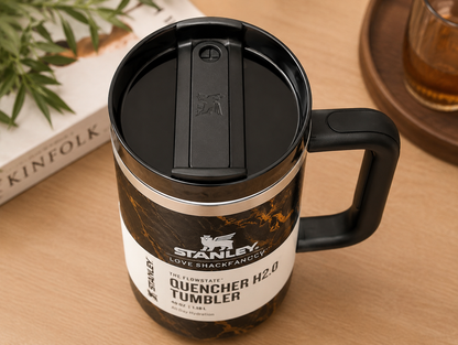 STANLEY Quencher H2.0 FlowState Tumbler 40 oz (1.18L) Black Marble Edition Insulated Stainless Steel Travel Mug