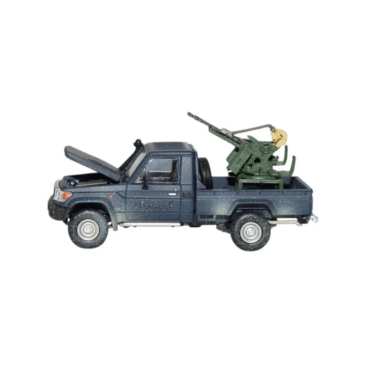 Hobby Fans 1:64 Toyota Land Cruiser LC79 Blue Pickup with Anti-Aircraft Accessories – Diecast Model Car - Jaiman Toys