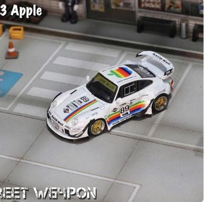 My Model Collect 1:64 Porsche RWB 964 White Apple Edition with Figure  Diecast Model Car