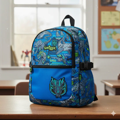 Smiggle Classic Dinosaur Backpack – 16-Inch Compartment | Multi-Pocket School Bag with Dual Bottle Holders
