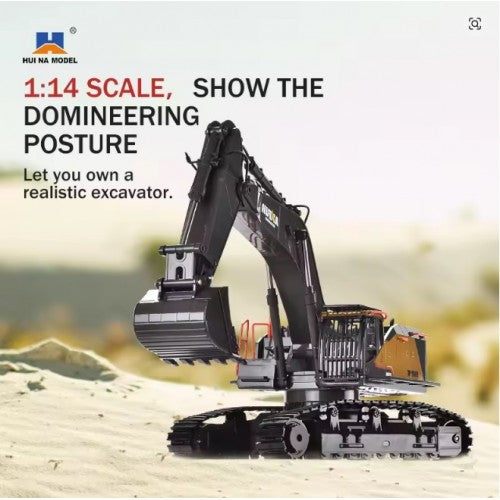 HUINA 1592 1:14 Scale RC Excavator | 22CH 2.4GHz Semi-Alloy Remote Control Crawler Excavator Construction Vehicle | 14+