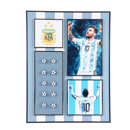 Messi Magic: Lionel Messi and Mini Die-Cast Football Decorative Wall Frame - Celebrate Football Brilliance in Miniature Style