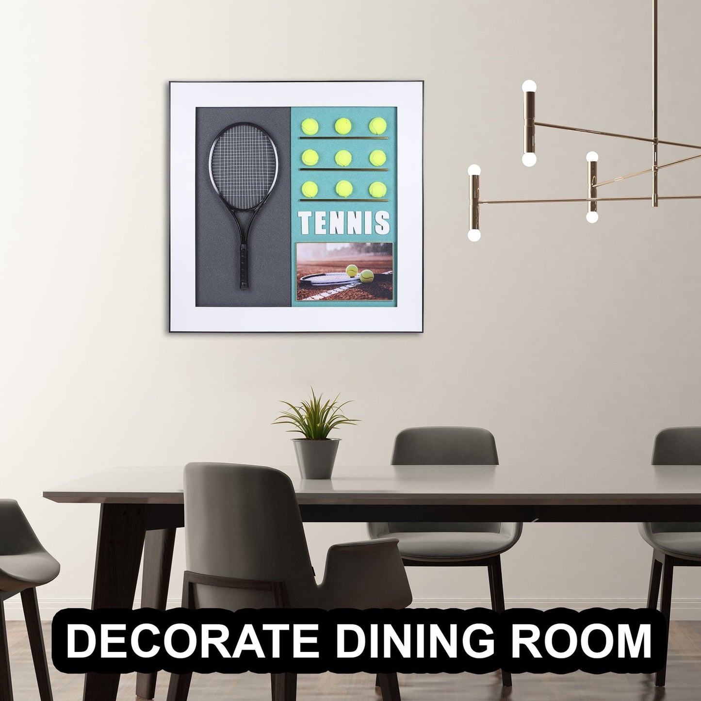 Black Tennis Racket with Tennis Ball Decorative Wall Frame - Elevate Your Decor with Sporting Elegance