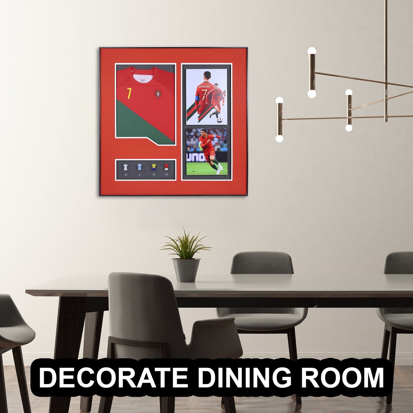 Ronaldo: Portuguese Footballer T-Shirt, Balls, and Picture Decorative Wall Frame - Championing Excellence in Football