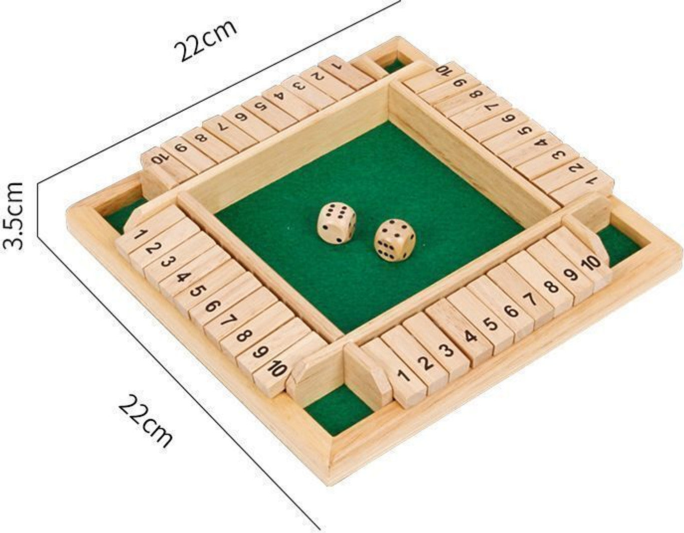 Simarr Wooden Shut the Box Dice Game – 4 Player Classic Number Board Game with Dice
