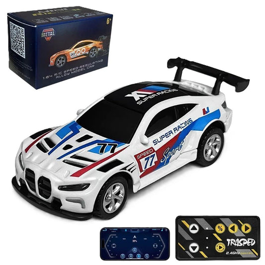 Trasped HG4-218 1:64 Mini RC Drift Racing Car – Dual Mode 2.4GHz Alloy Remote Control Car with LED Lights (2 Colors)