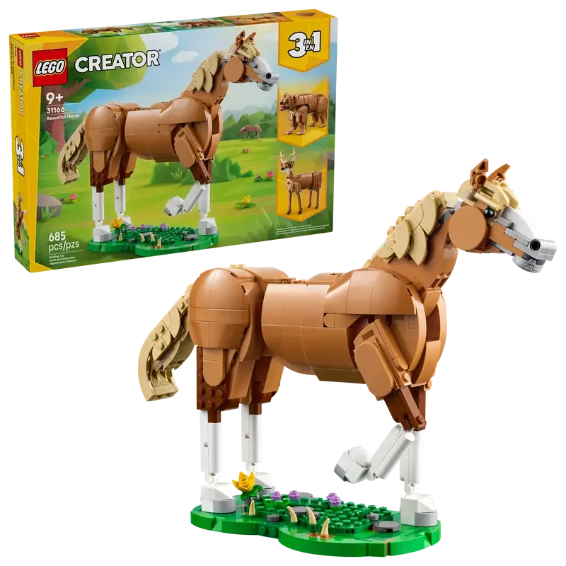 LEGO 31166 Creator 3in1 Beautiful Horse Toy Animal Building Set Toys for 9+ Gift for Boys and Girls - Jaiman Toys