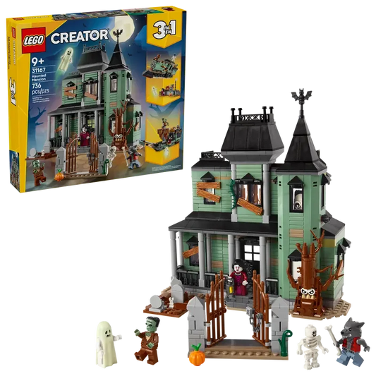 LEGO 31167 Creator 3-in-1 Haunted Mansion  Spooky House, Ghost Ship & Train Builds, 736 Pieces, Ages 9+ - Jaiman Toys