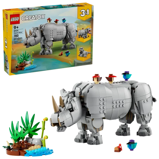 LEGO 31171 Creator 3-in-1 Majestic Rhino  Build Rhino, Giraffe or Warthog, 780 Pieces - Jaiman Toys