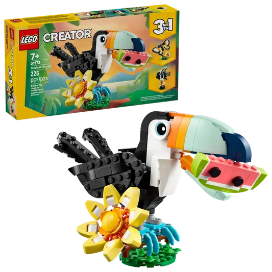 LEGO 31173 Creator 3-in-1 Tropical Toucan  Wild Animals Buildable Toucan, Butterfly & Fish, 225 Pieces - Jaiman Toys