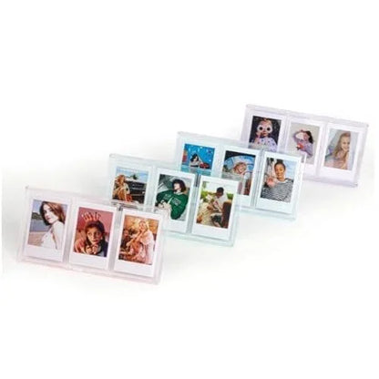 Fujifilm Instax Mini Transparent 3" Inch Polaroid Triple Photo Frame For Tabletop Display of Small Cards, Photos - Pack of 5 - Jaiman Toys