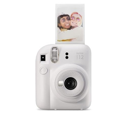 Fujifilm Instax Mini 12 Instant Camera + 10 Film Shots + Carrying Case - Clay White , Mini 12