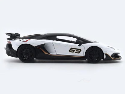 MSZ 1:24 Lamborghini Aventador SVJ White Die-Cast Model Car with Lights, Sound, Openable Doors & Pull-Back Action
