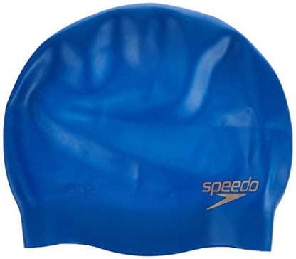 Speedo Unisex Moulded Silicone Swim Cap for Men and Women – Neon Blue