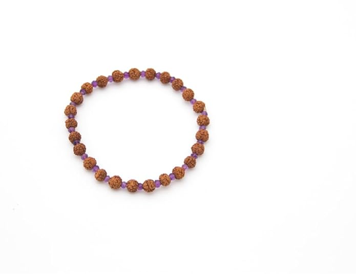 Maha Mala 6.5mm Rudraksha Bracelet with 3.5mm Gemstone Beads – Healing & Protection