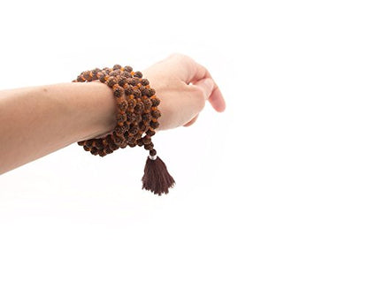 Maha Mala Carnelian & Rudraksha 108 Beads Meditation Mala – 6mm Rudraksha + 3.5mm Carnelian | Handmade in India