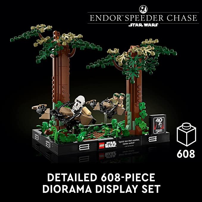 LEGO Star Wars Endor Speeder Chase Diorama 75353 Home Décor Building Set for Adults, May The 4th Collectible with Luke Skywalker and Princess Leia Minifigures, Fun Birthday Gift for Star Wars Fans