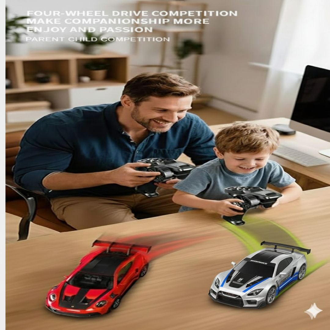 Hstar 1:43 RC Drift Car  2.4GHz 4WD Alloy 20 km/h High-Speed RC Racing Car with Gyro – (Light Blue)