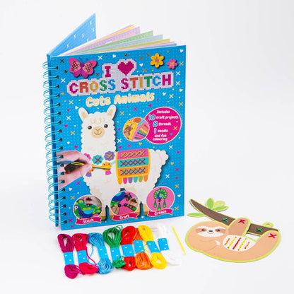 I Love Cross Stitch Craft Activity Book for Kids – DIY Stitching & Colouring Craft Kit (10 Projects)