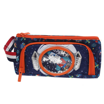 Vest Construction Astronaut Rocket Pencil Case – Kids Stationery Organizer Zipper Pencil Pouch for School