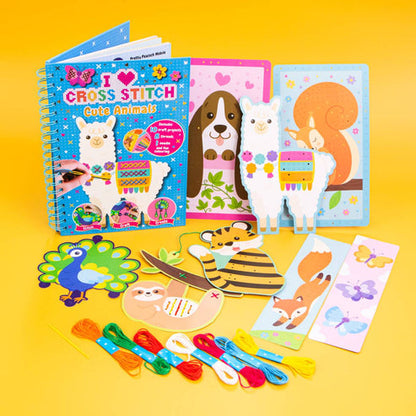 I Love Cross Stitch Craft Activity Book for Kids – DIY Stitching & Colouring Craft Kit (10 Projects)