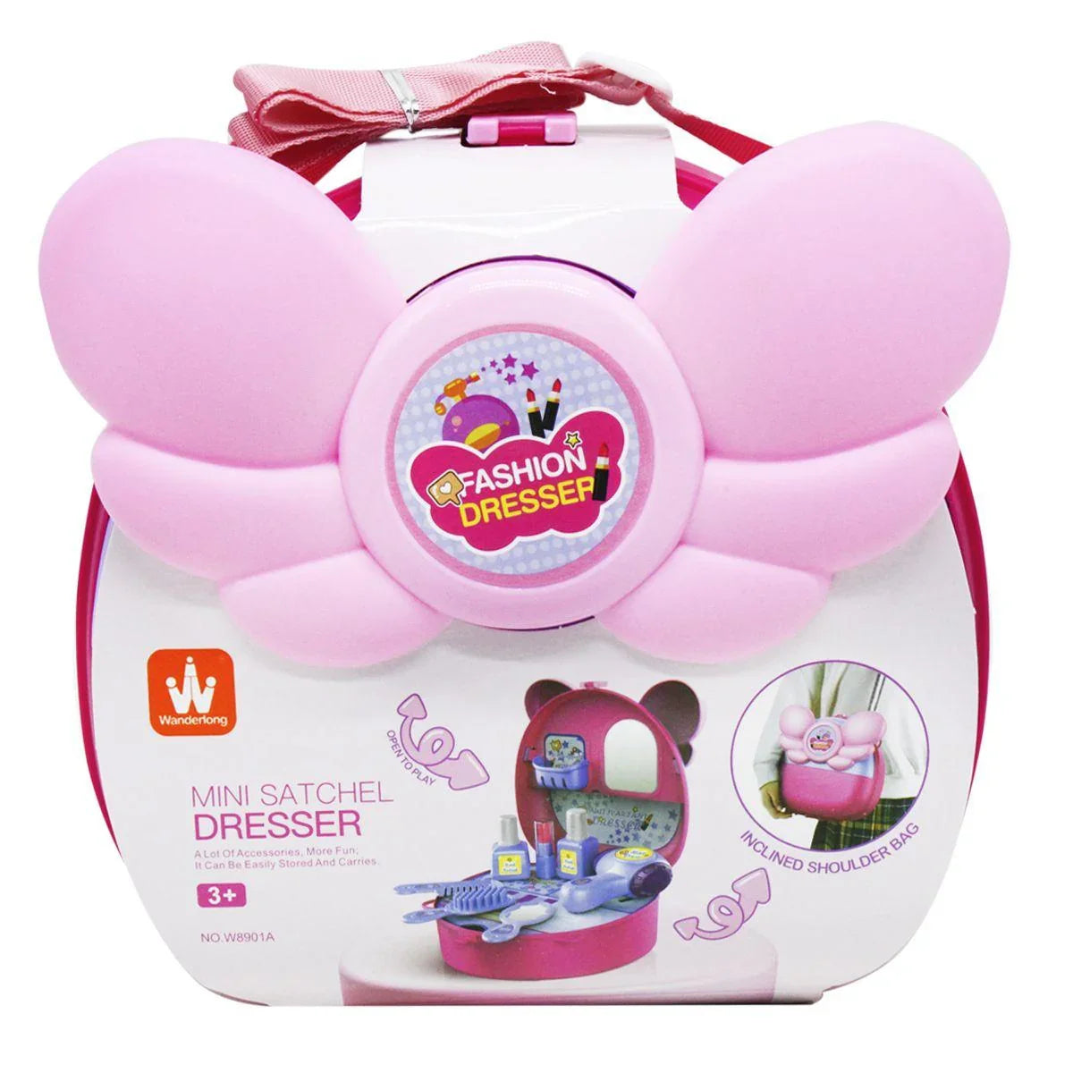 Mini Fashion Dresser Suitcase for Kids with Sound | Makeup & Beauty Play Set (Pink)