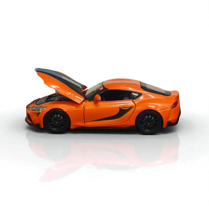 RMZ Hobby 1:32 Toyota Supra 2020 Die-Cast Model Car – Orange with Openable Doors, Pull-Back Action, Light & Sound (664988) - Jaiman Toys